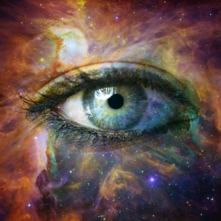 Human eye looking in Universe - Elements of this image furnished の写真素材