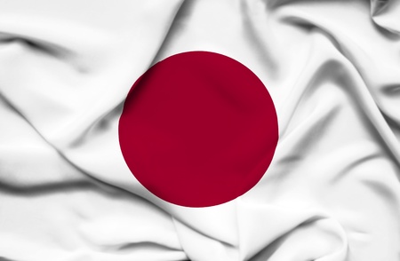 Japan waving flagの写真素材