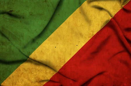 Congo Republic waving flagの写真素材