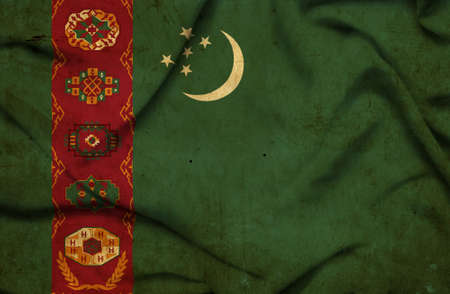 Turkmenistan waving flagの写真素材