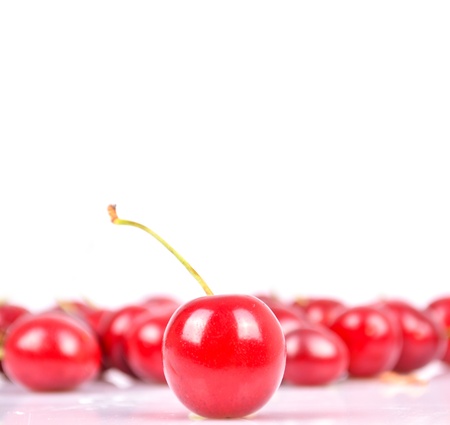 Group of cherries isolated on whiteの写真素材
