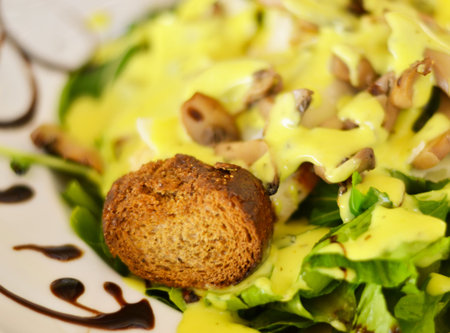 Ceasar salad with dressingの写真素材