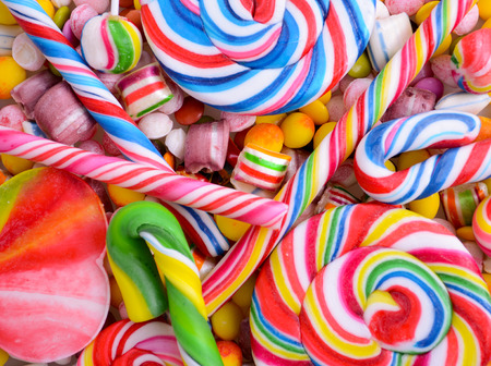 Multicolored made of various colorful candiesの写真素材