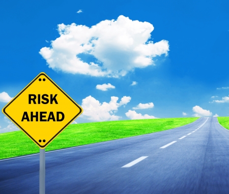"RISK AHEAD" sign - Business conceptの写真素材
