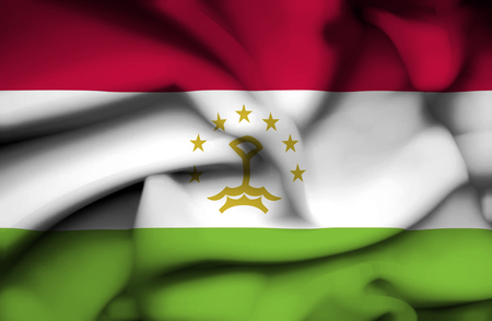 Tajikistan waving flagの写真素材