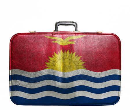 Vintage travel bag with flag of Kiribatiの写真素材