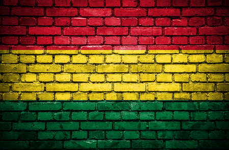 Brick wall with painted flag of Boliviaの写真素材