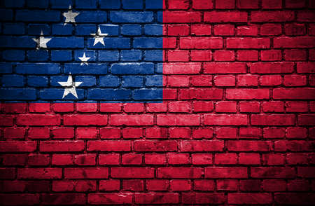 Brick wall with painted flag of Samoaの写真素材