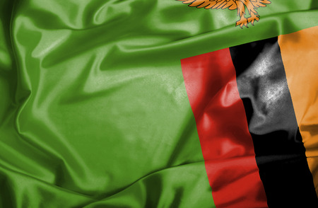 Zambia waving flagの写真素材