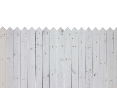 White wooden fence isolated on white background with copy spaceの写真素材