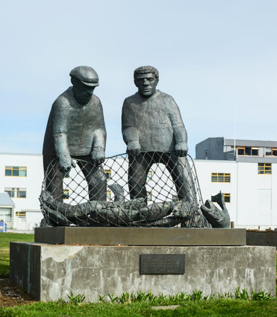 Monument to fishermans of Iceland at Isafjordur Icelandのeditorial素材