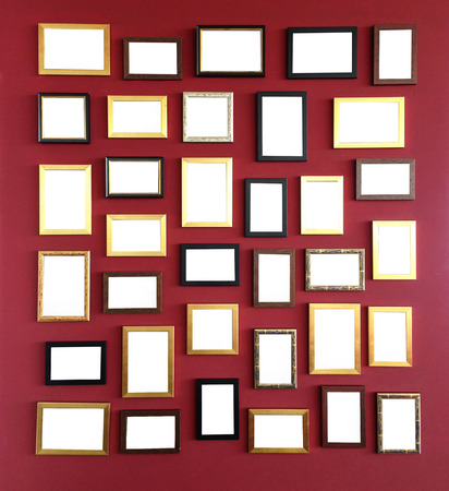 Photo art gallery on vintage red wallの写真素材