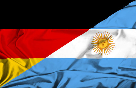 Waving flag of Argentina and Germanyの写真素材