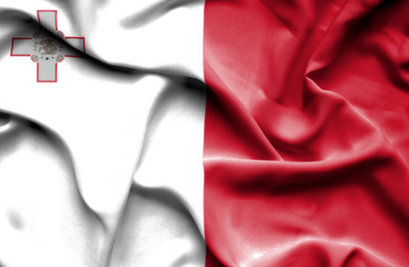 Malta waving flagの写真素材