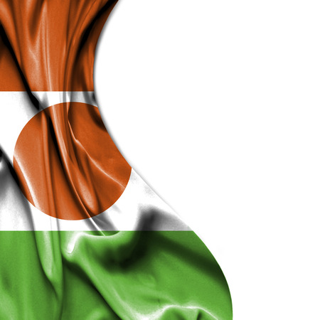 Niger waving silky flag isolated on white backgroundの写真素材