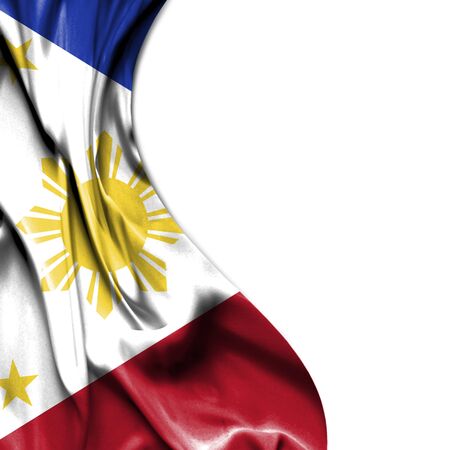 Phillipines waving silky flag isolated on white backgroundの写真素材