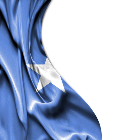 Somalia waving silky flag isolated on white backgroundの写真素材