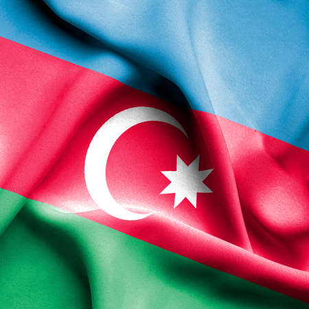 Azerbaijan waving flagの写真素材