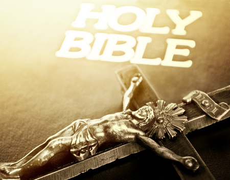 Cross and closed bibleの写真素材