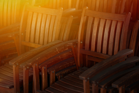 Group of old antique wooden chairsの写真素材
