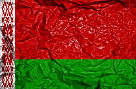Belarus vintage flag on old crumpled paper backgroundの写真素材