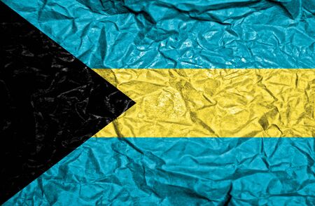 Bahamas vintage flag on old crumpled paper backgroundの写真素材