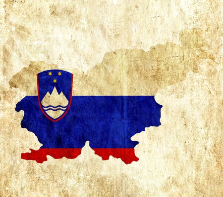 Vintage paper map of Sloveniaの写真素材