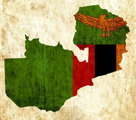 Vintage paper map of Zambiaの写真素材