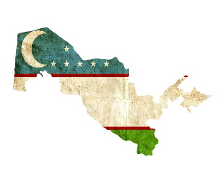 Vintage paper map of Uzbekistanの写真素材