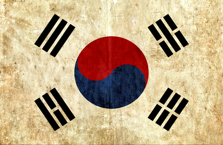 Grungy paper flag of South Koreaの写真素材