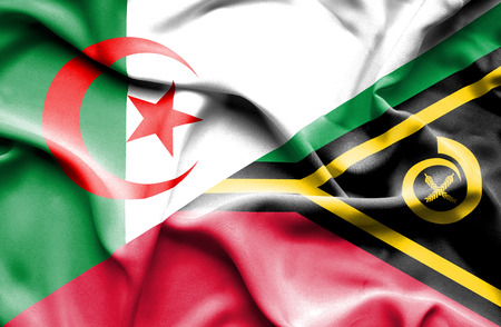 Waving flag of Vanuatu and Algeriaの写真素材