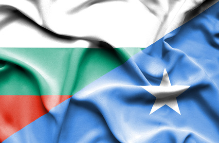 Waving flag of Somalia and Bulgariaの写真素材