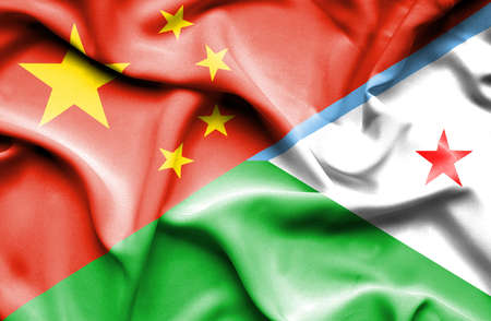 Waving flag of Dijbouti andの写真素材