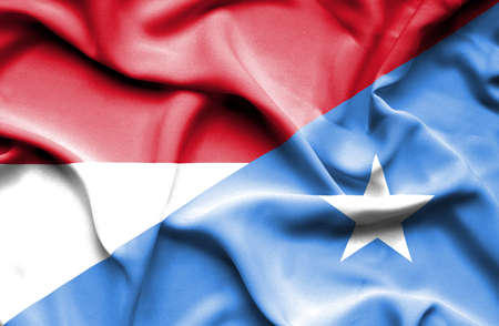 Waving flag of Somalia and Indonesiaの写真素材