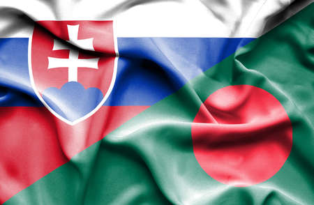 Waving flag of Bangladesh and Slovakの写真素材
