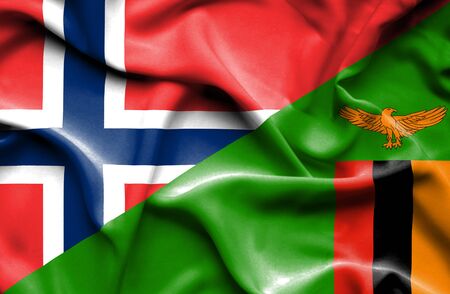 Waving flag of Zimbabwe andの写真素材