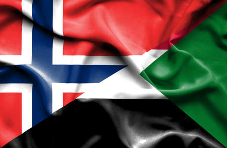 Waving flag of Sudan andの写真素材