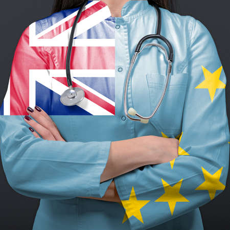 Doctor representing healthcare system with National flag of Tuvaluの写真素材