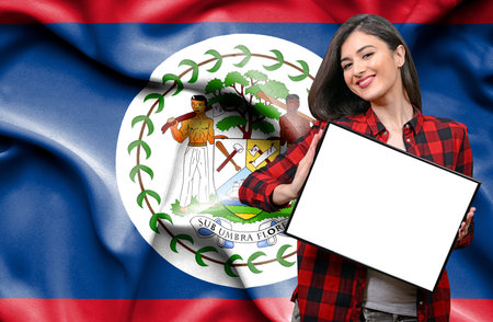 Female chef against national flag of Indiaの写真素材