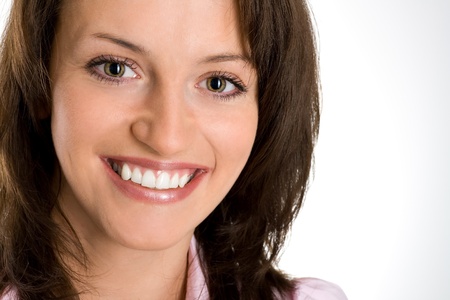 Portrait of young lady with beautiful smileの写真素材