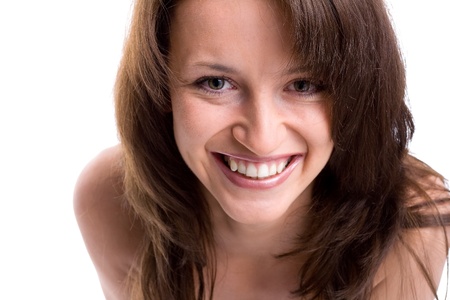 cute young lady on white backgroundの写真素材