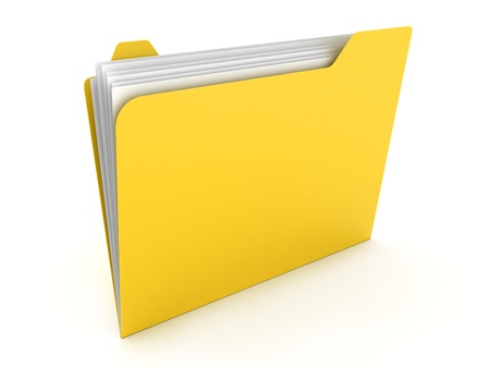 Yellow folder isolated on a white backgroundの写真素材