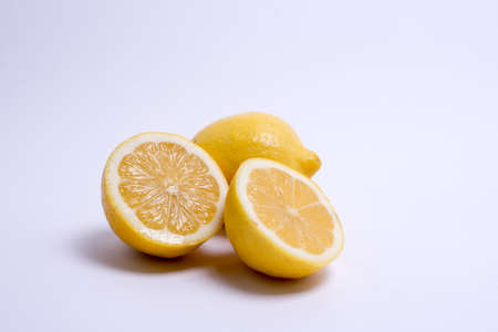 Closeup of lemon isolated on white background. Selective focusの写真素材
