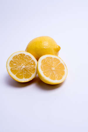 Closeup of lemon isolated on white background. Selective focusの写真素材