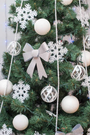 a Beautiful decorated christmas tree. Holiday background.の写真素材