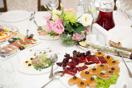 pate with snacks on a plate. Fresh and delicious food for catering.の写真素材