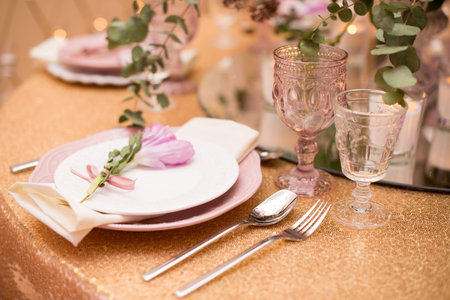 plate decorated with flowers in a restaurant
