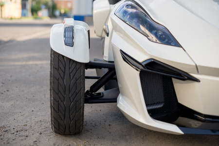 tire and headlight for Trike or tricycle vehicle Spyderの写真素材