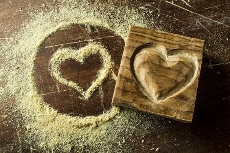 Wood in heart shapeの写真素材