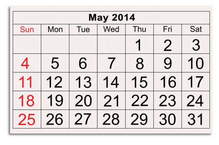 page calendar for the month of Mayの写真素材